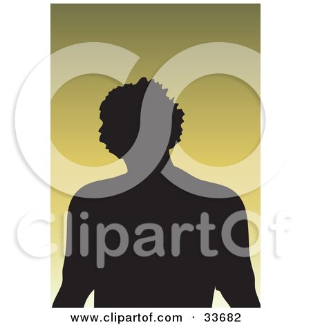 Clipart Illustation of a Silhouetted Male Avatar With Textured Hair, On A Gradient Green Background by KJ Pargeter
