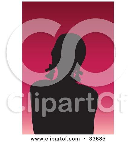 Clipart Illustation of a Silhouetted Female Avatar With Her Hair In Pig Tails, On A Gradient Pink Background by KJ Pargeter