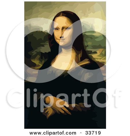 Clipart Illustration of a Lady Posing With Her Wrists Crossed, Original Titled Mona Lisa By Leonardo Da Vinci by JVPD