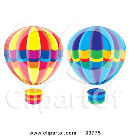 Clipart Illustration of Two Hot Air Balloons On A White Background by Alex Bannykh