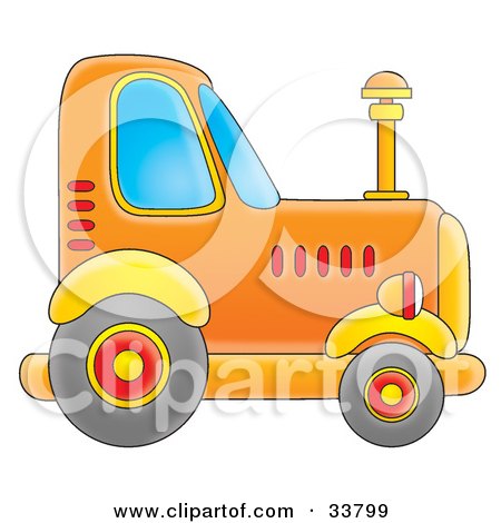 Clipart Illustration of an Orange Big Rig Truck by Alex Bannykh