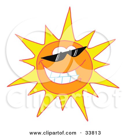 Clipart Illustration of a Cool And Bright Sun Character Wearing Shades And Smiling by Hit Toon