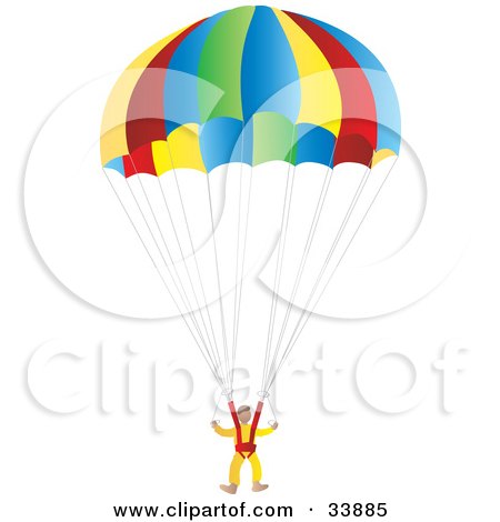 Clipart Illustration of a Suited Parachuter Gliding Through The Sky by Rasmussen Images