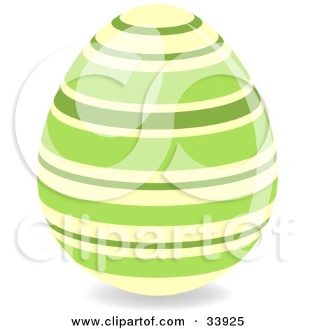 Clipart Illustration of a Decorated Easter Egg With Pastel Yellow And Green Horizontal Rings by elaineitalia