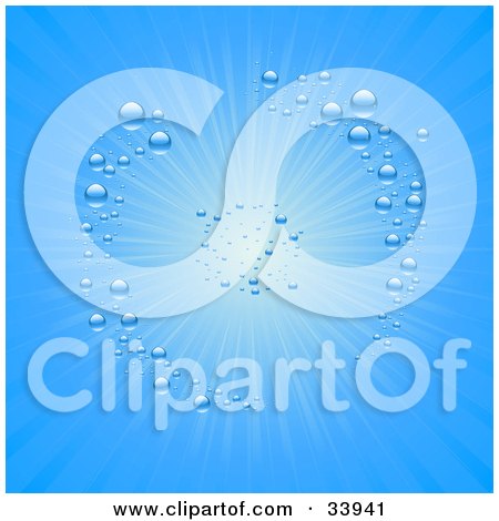 Clipart Illustration of a Circle Of Bubbles Underwater, Around A Burst Of Light From The Surface by elaineitalia