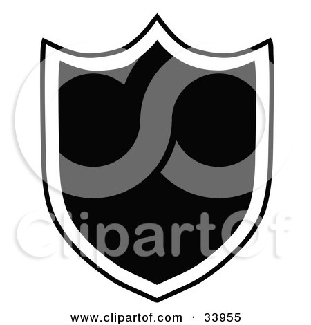 Clipart Illustration of a Black Shield Outlined In White by C Charley-Franzwa