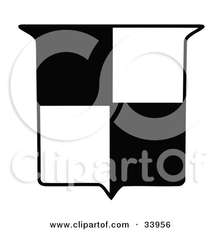 Clipart Illustration of a Black And White Checkered Shield by C Charley-Franzwa