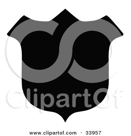 Clipart Illustration of a Solid Black Shield Silhouette by C Charley-Franzwa