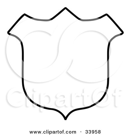 Clipart Illustration of a White Shield Outlined In Black by C Charley-Franzwa