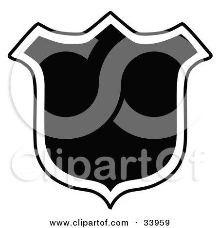 Clipart Illustration of a Black And White Protective Shield by C Charley-Franzwa