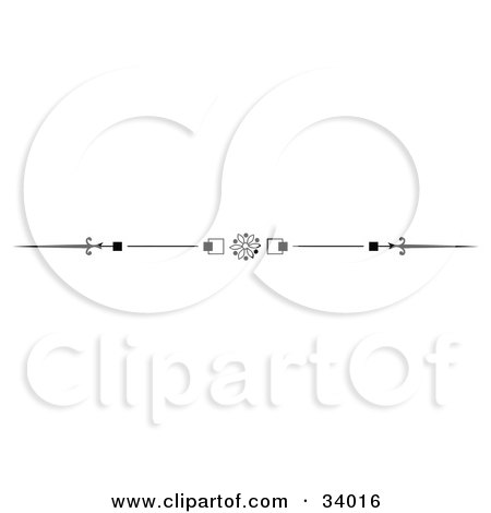 Clipart Illustration of a Black And White Square, Spear And Flower Header, Divider, Banner Or Lower Back Tattoo Design by C Charley-Franzwa