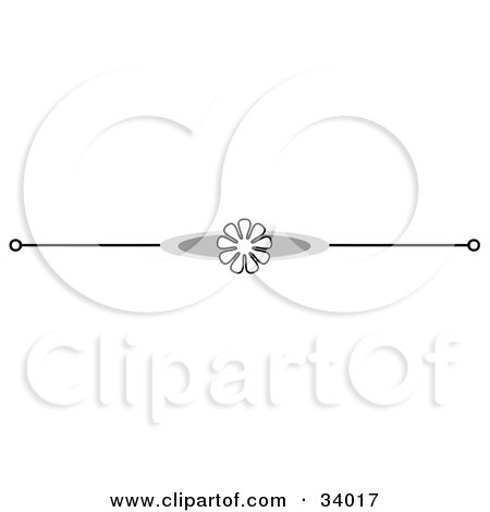 Clipart Illustration of a Black And White Flower Power Header, Divider, Banner Or Lower Back Tattoo Design by C Charley-Franzwa