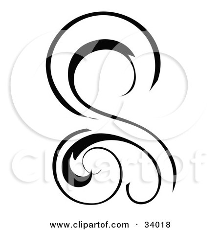 Clipart Illustration of an Intricate Black Scroll by OnFocusMedia