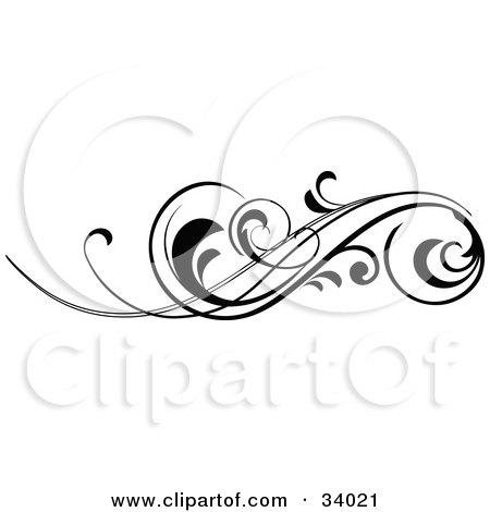 Clipart Illustration of an Elegant Black Scroll With Curling Tips by OnFocusMedia