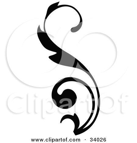 Clipart Illustration of a Curving Leafy Scroll by OnFocusMedia