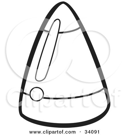 Clipart Illustration of an Outline Of A Shiny Piece Of Candy Corn by Lawrence Christmas Illustration