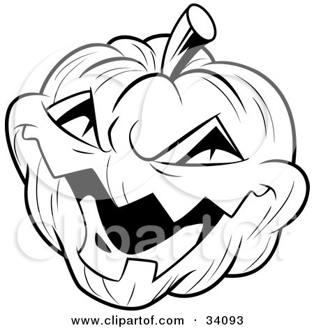 Clipart Illustration of an Evil Laughing Carved Halloween Jack O Lantern by Lawrence Christmas Illustration