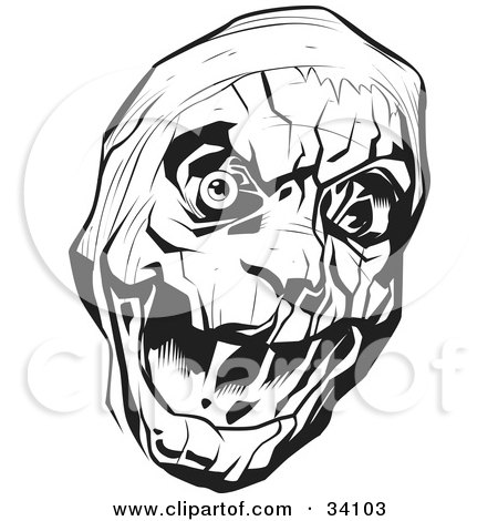 Clipart Illustration of an Evil Bandaged Mummy Head With One Eyeball by Lawrence Christmas Illustration