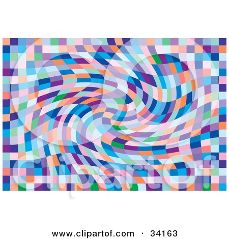 Clipart Illustration of a Psychedelic Background Of Colorful Squares Spiraling by Alex Bannykh