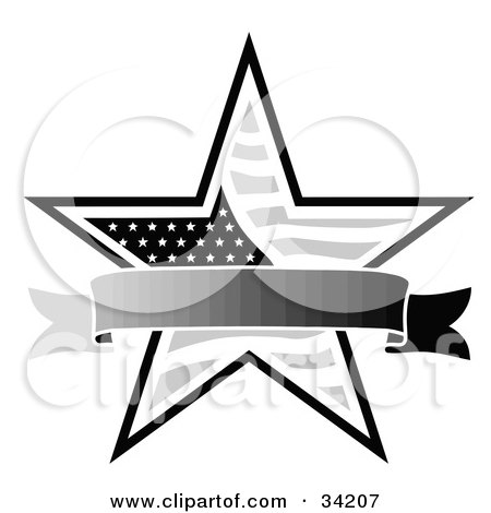 Clipart Illustration of a Patriotic American Star With A Gradient Banner by C Charley-Franzwa