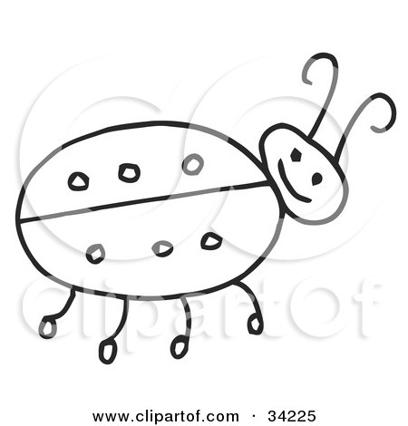 Clipart Illustration of a Happy Stick Figure Ladybug by C Charley-Franzwa