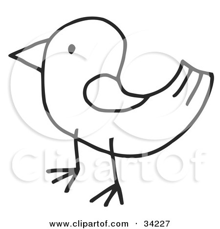 Clipart Illustration of a Stick Bird in Profile by C Charley-Franzwa