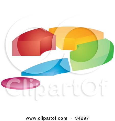 Clipart Illustration of a Colorful Questionmark Chart Of Red, Orange, Green, Blue And Pink Pieces by Eugene