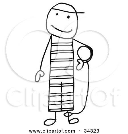 Clipart Illustration of a Stick Person Prisoner Carrying The Ball Attached To His Chain by C Charley-Franzwa