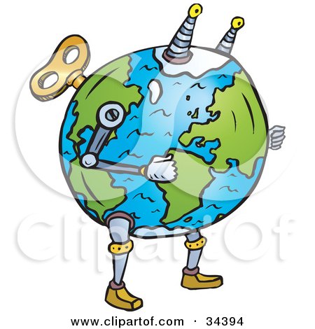 Clipart Illustration of a Wind Up Planet Earth by Lisa Arts