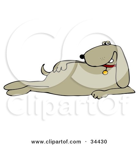 Clipart Illustration of a Cool Beige Dog Modeling And Laying On Its Side by djart