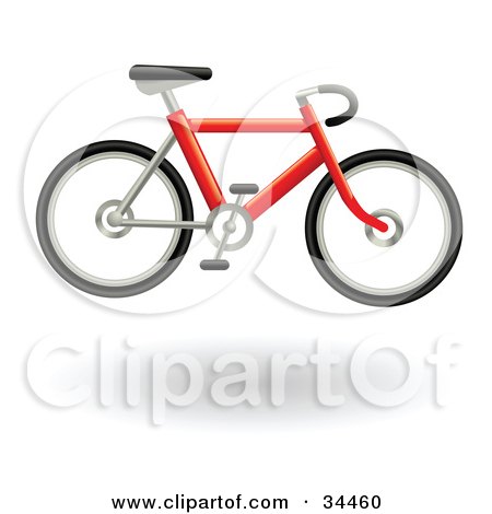 Clipart Illustration of a Red Bicycle Hovering by AtStockIllustration