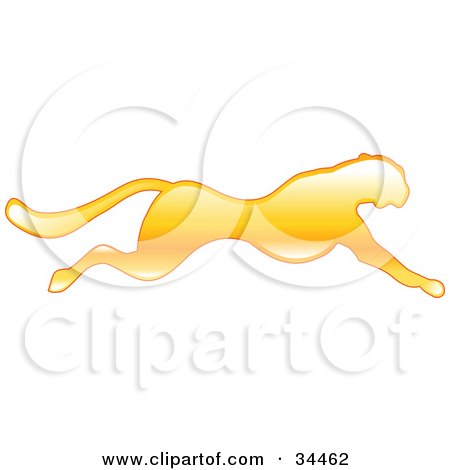 Clipart Illustration of a Fast Yellow Cheetah In Profile, Sprinting Past by AtStockIllustration