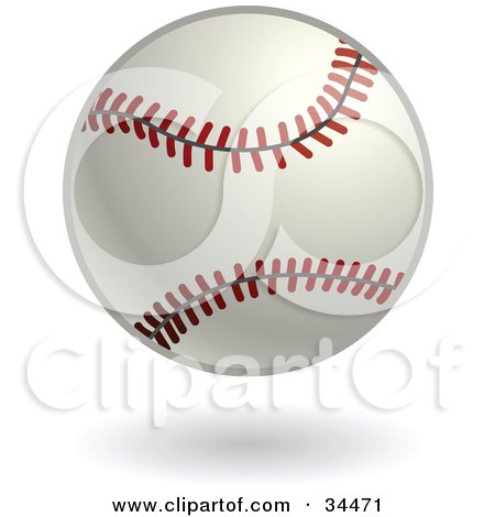Clipart Illustration of a White Baseball With Red Stitching by AtStockIllustration