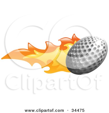 Clipart Illustration of a Golf Ball On Fire by AtStockIllustration