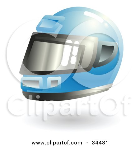 Clipart Illustration of a Protective Blue Racing Helmet by AtStockIllustration