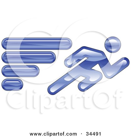 Clipart Illustration of a Fast Human Figure Sprinting With Speed Lines by AtStockIllustration