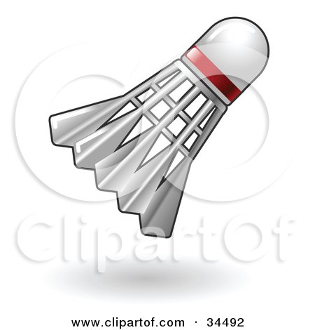 Clipart Illustration of a White Badminton Shuttlecock With A Red Ring by AtStockIllustration