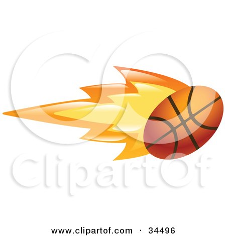 Clipart Illustration of a Flaming Basketball Flying Past by AtStockIllustration