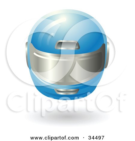 Clipart Illustration of a Blue Protective Racing Helmet by AtStockIllustration