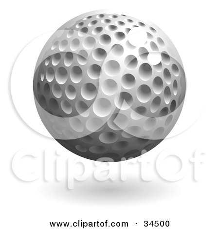 Clipart Illustration of a Hovering Dimpled Golf Ball by AtStockIllustration