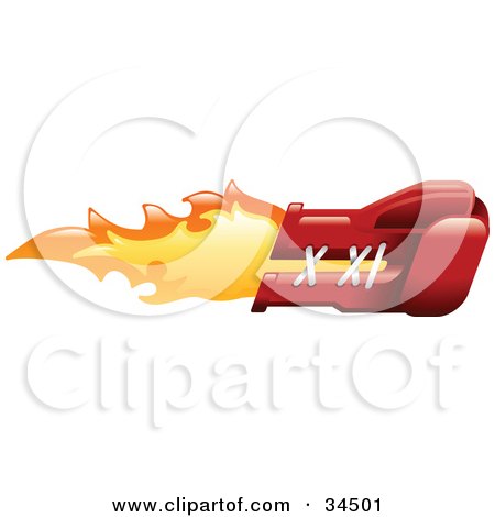 Clipart Illustration of a Flaming Red Boxing Glove Punching by AtStockIllustration