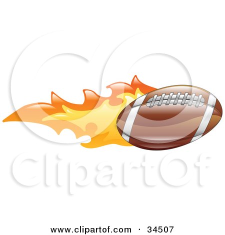 Clipart Illustration of a Flaming American Football Flying Past by AtStockIllustration