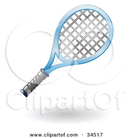 Clipart Illustration of a Blue Tennis Racket by AtStockIllustration