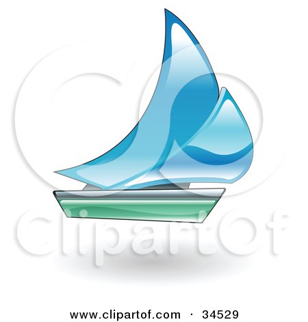 Clipart Illustration of a Blue And Green Sailboat by AtStockIllustration