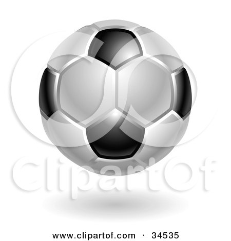 Clipart Illustration of a Black And White Association Football Soccer Ball by AtStockIllustration