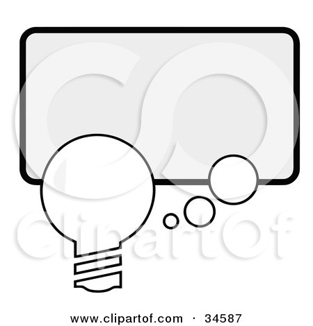 Clipart Illustration of a Single Lightbulb With A Thought Bubble by C Charley-Franzwa