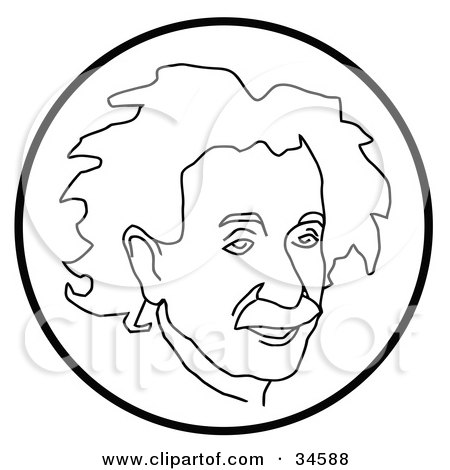 Clipart Illustration of Albert Einstein Inside a Circle by C Charley-Franzwa