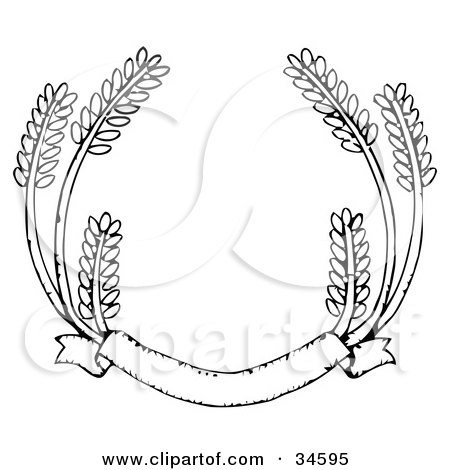 Clipart Illustration of a Blank Banner With Strands Of Wheat by C Charley-Franzwa