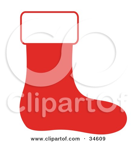 Clipart Illustration of a Red Christmas Stocking With A White Top by OnFocusMedia