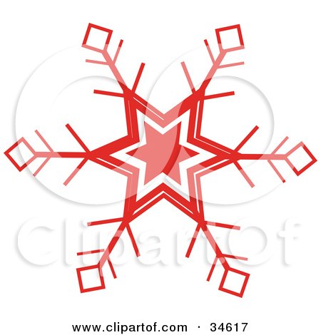 Clipart Illustration of a Star Centered Snowflake by OnFocusMedia